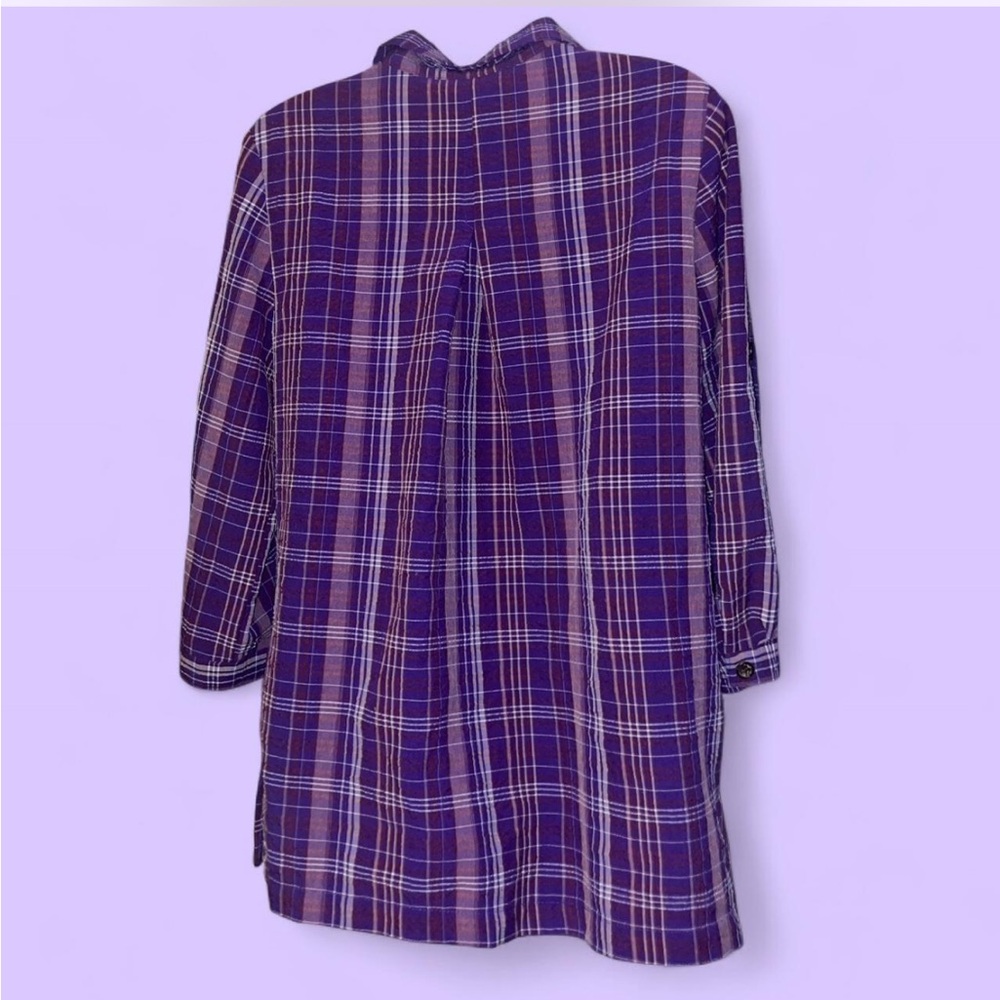 White Stag Purple Plaid Button Down Shirt M 8-10 - Picture 5 of 11